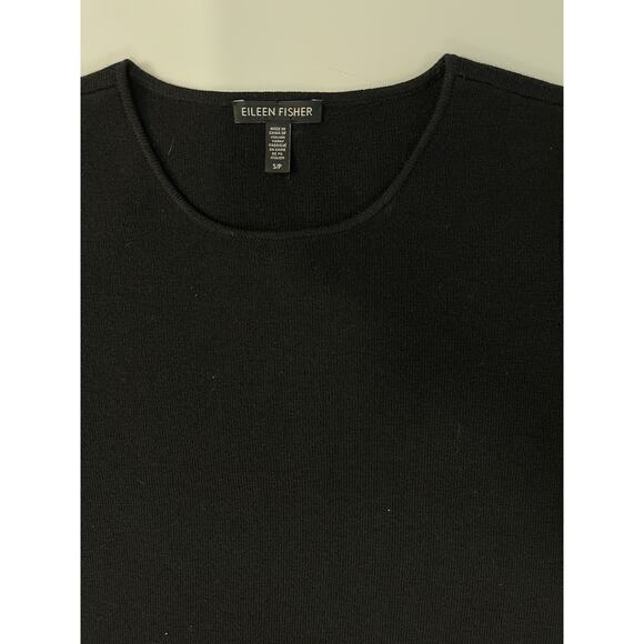 Eileen Fisher Double Slit 100% Wool Short Sleeve Knit Longline Tunic Top Size S - Picture 2 of 5